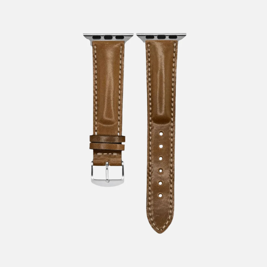 Apple Watch Armband Luxus aus Horween Shell Cordovan in Cognac
