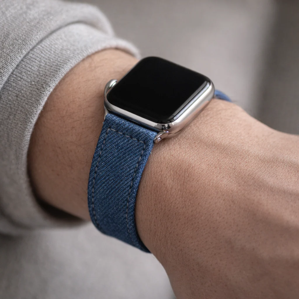 Hellblaues Apple Watch Armband Denim – Handgefertigt in Deutschland - Image 2