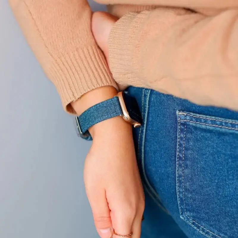 Hellblaues Apple Watch Armband Denim – Handgefertigt in Deutschland - Image 4