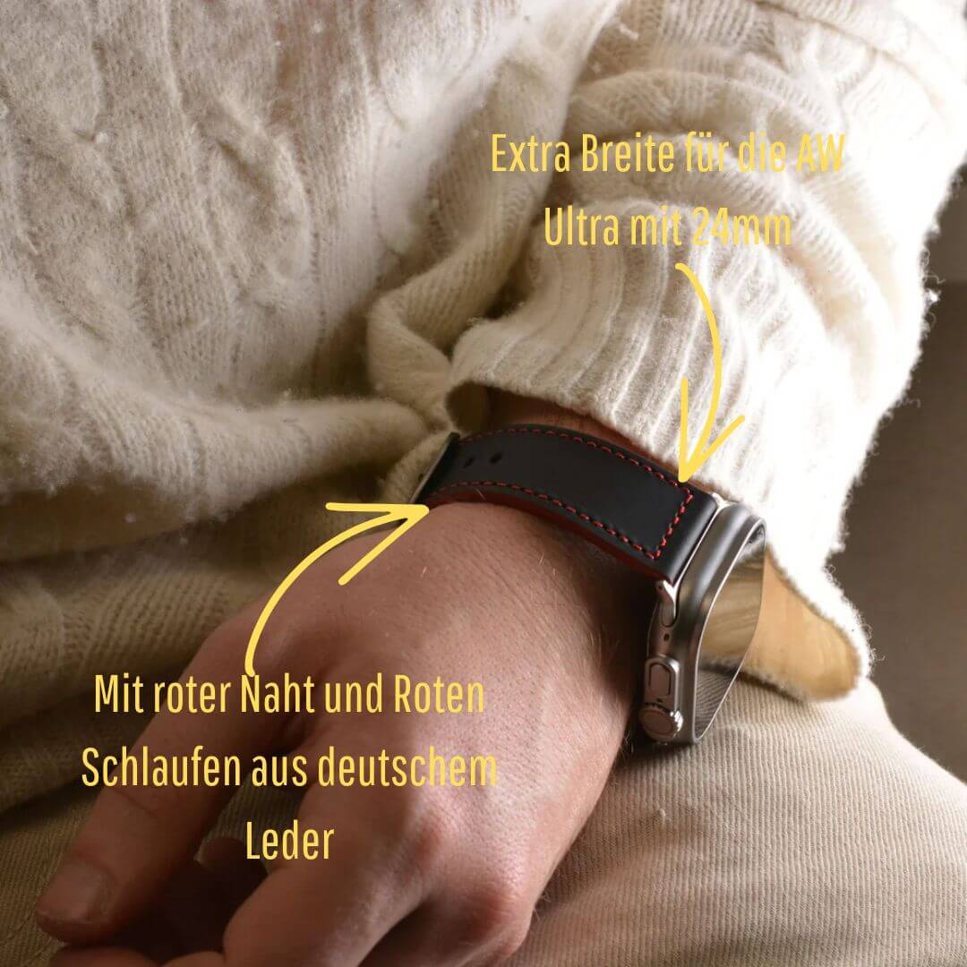 Das Apex – Apple Watch Armband aus schwarzem Motorsport-Kalbleder - Image 2