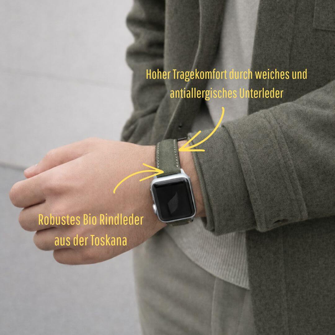 Apple Watch Lederarmband Casablanca â OlivegrĂŒn - Image 2