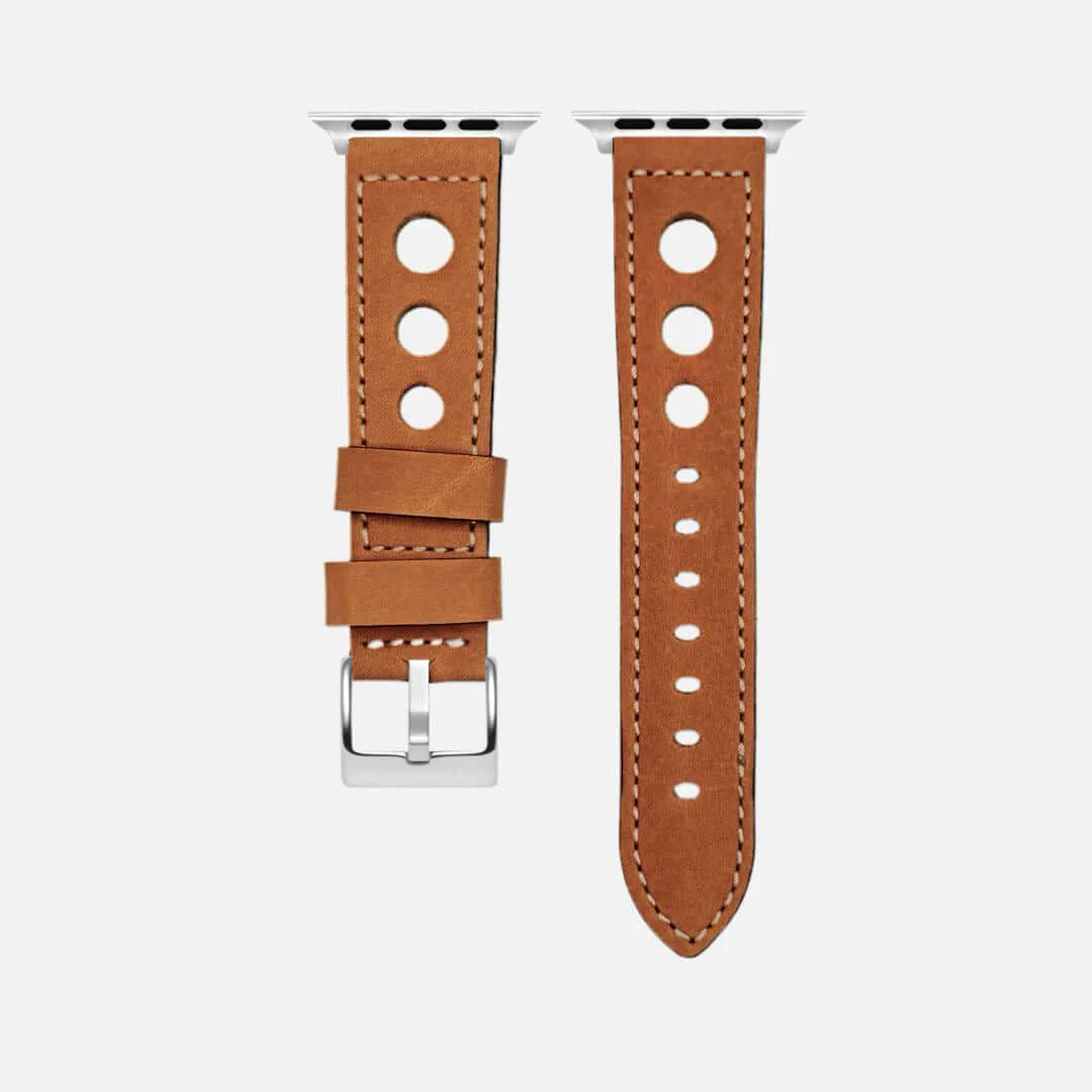 Cognac Rallye Apple Watch Lederarmband im Panerai-Stil - Image 7