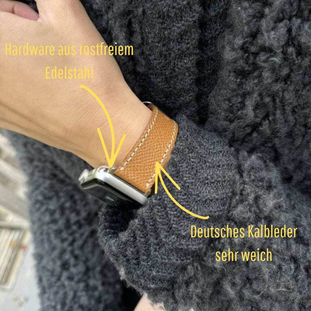 Luxuriöses Apple Watch Lederarmband Damen Cupertino Hellbraun - Image 2