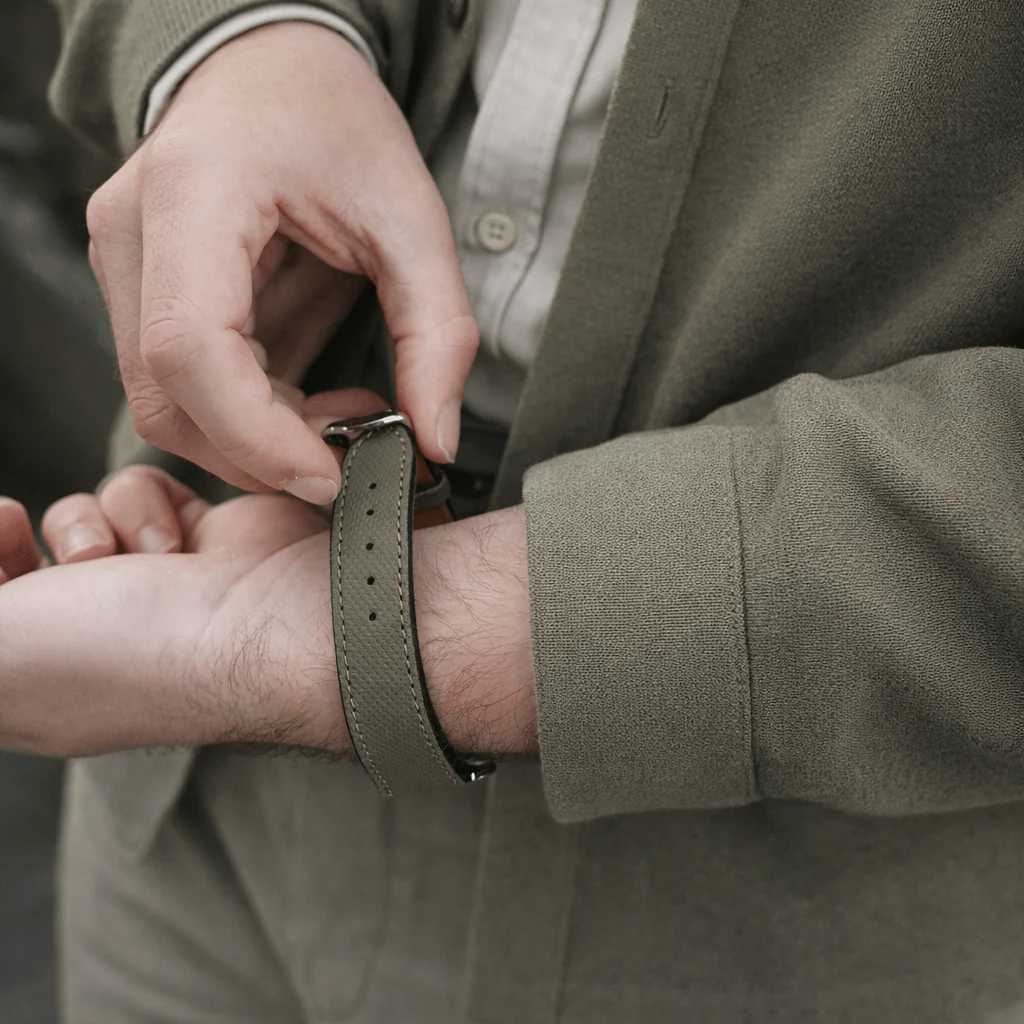 Olivgrünes Apple Watch Lederarmband Wasserfest | Nautilus - Image 3