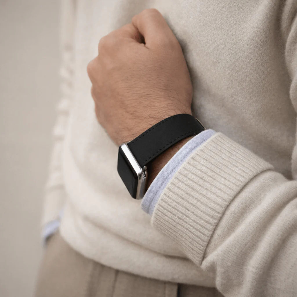 Mountain Apple Watch Lederarmband – Schwarz - Image 5