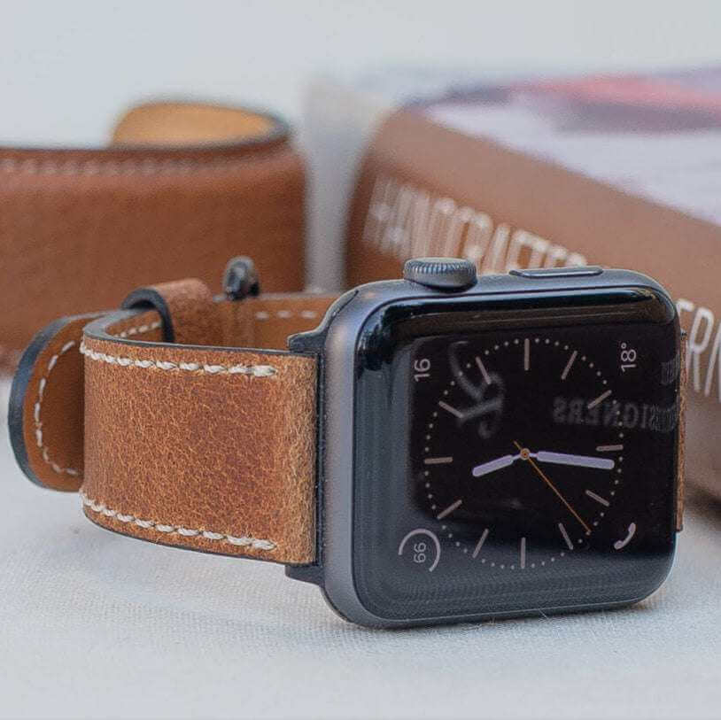 Apple Watch Lederarmband Vintage – Hellbraun - Image 10