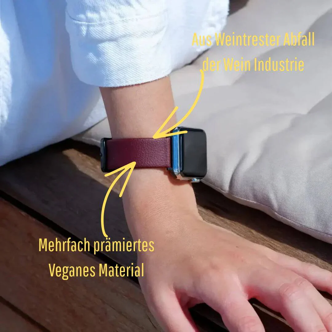 Apple Watch Lederarmband Vegan aus Weinleder – Bordeaux - Image 3