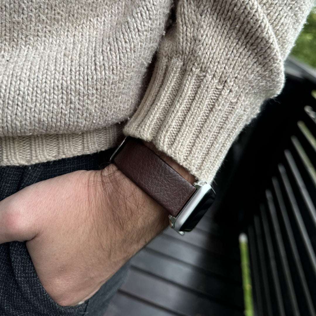 Apple Watch Lederarmband Vegan aus Weinleder – Dunkelbraun - Image 5