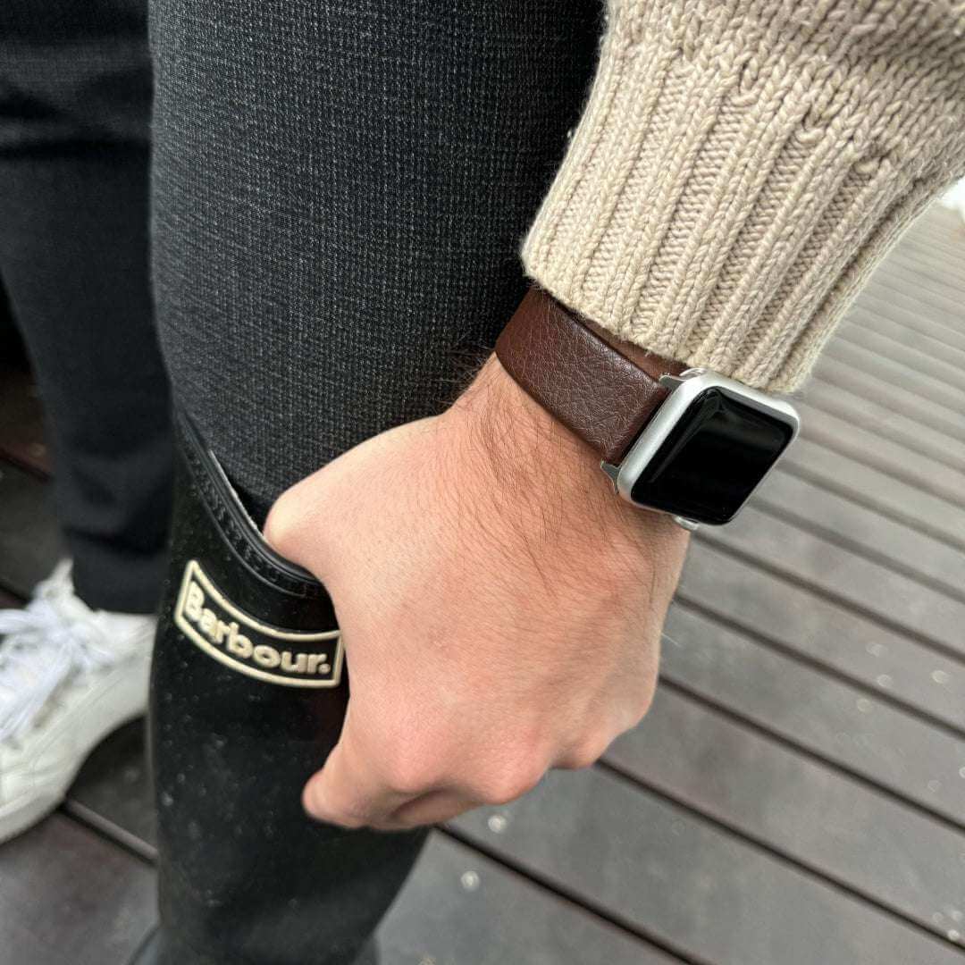 Apple Watch Lederarmband Vegan aus Weinleder – Dunkelbraun - Image 6