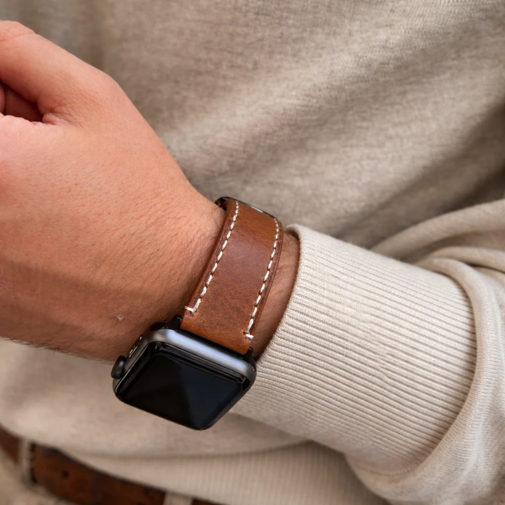 Apple Watch Ultra Lederarmband – Hellbraun, extra breit 24 mm - Image 3