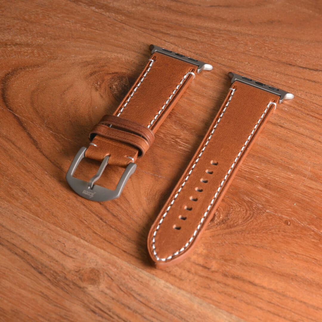 Apple Watch Ultra Lederarmband – Hellbraun, extra breit 24 mm - Image 5