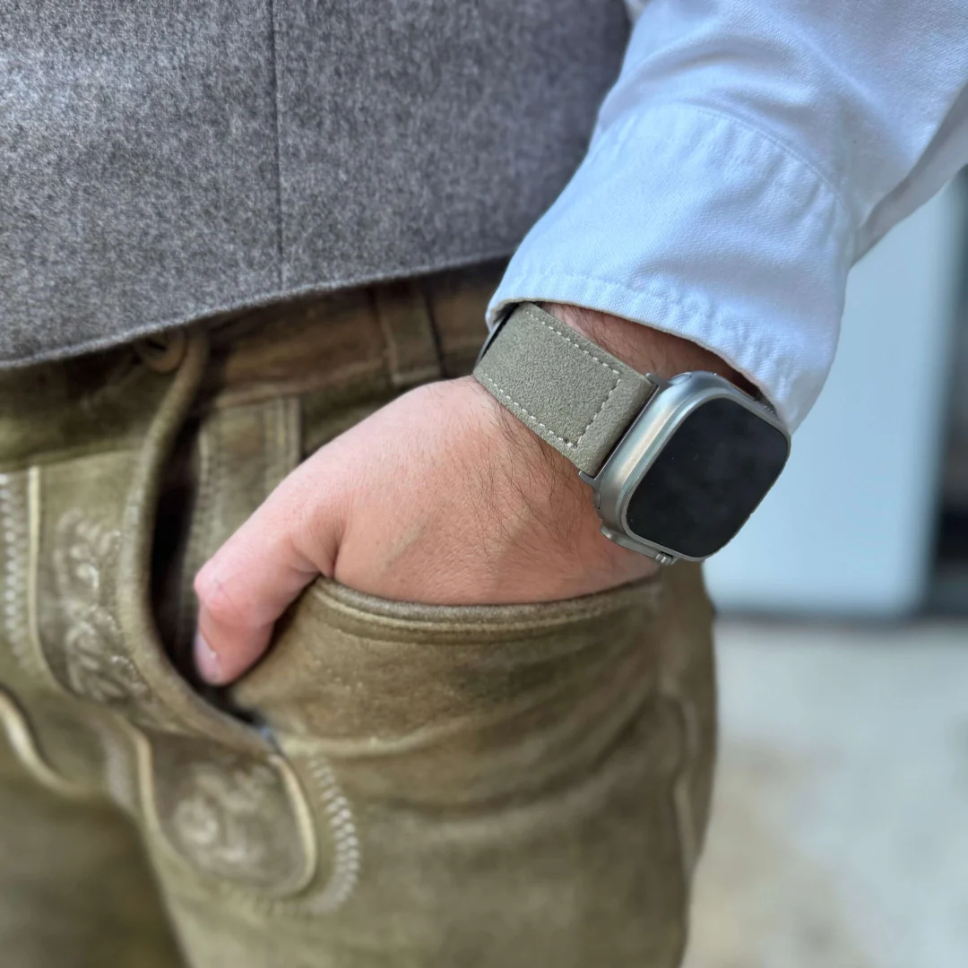 Beiges 24mm Apple Watch Ultra Lederhosen Armband – aus altsämisch gegerbtem Hirschleder - Image 11
