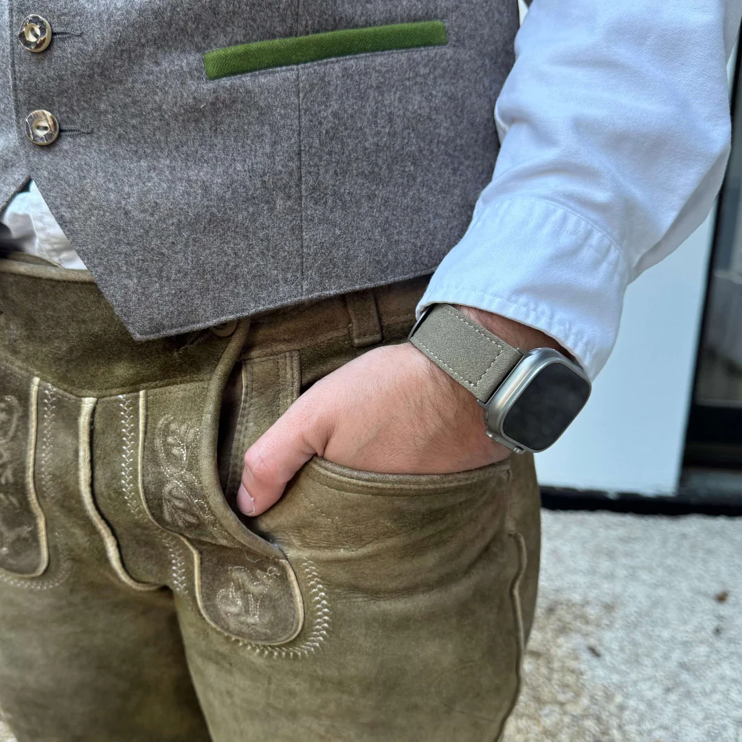 Beiges 24mm Apple Watch Ultra Lederhosen Armband – aus altsämisch gegerbtem Hirschleder - Image 7