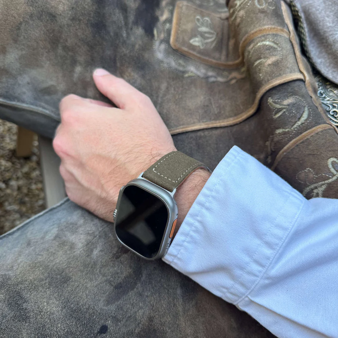 Olivebraun 24mm Apple Watch Ultra Lederhosen Armband – aus altsämisch gegerbtem Hirschleder - Image 10