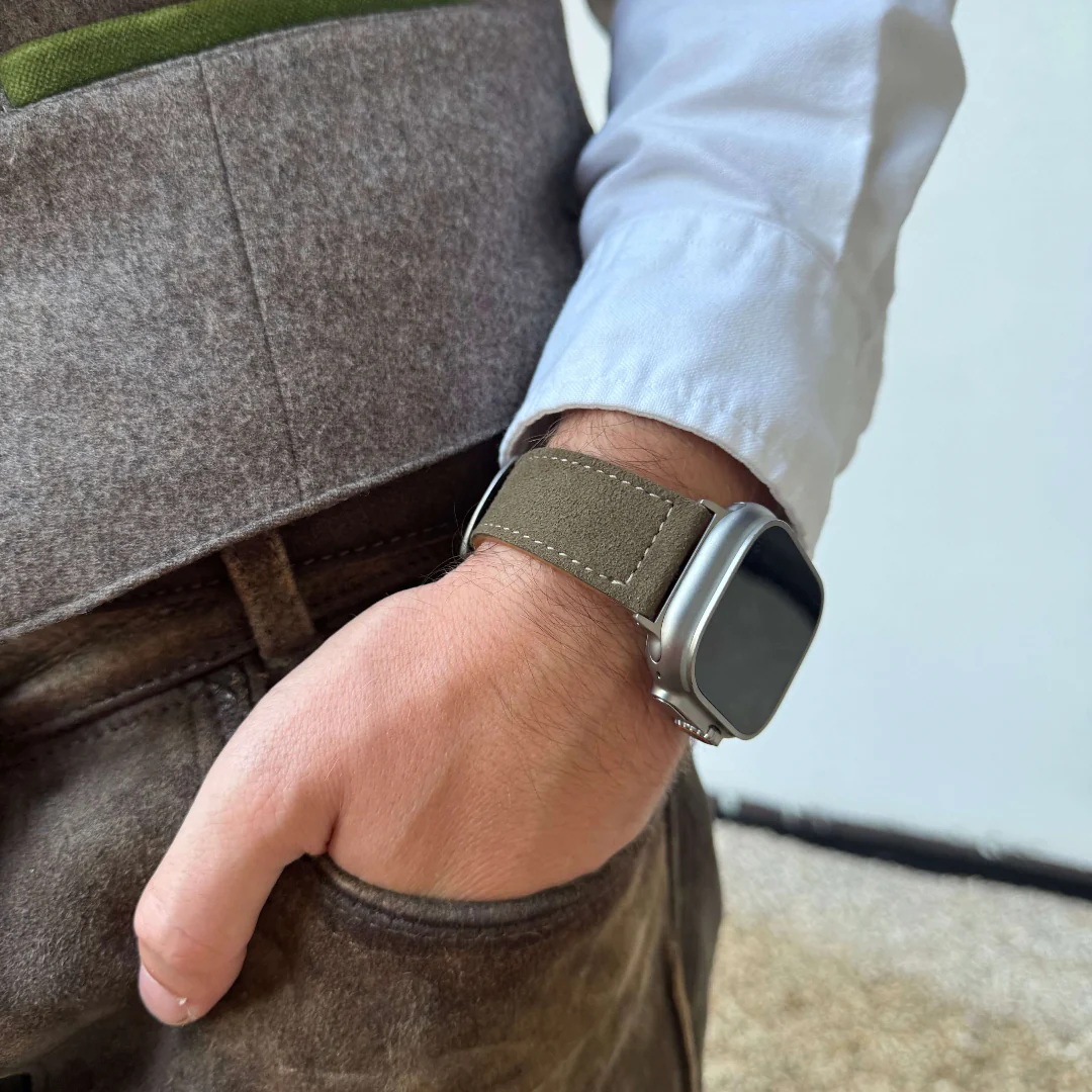 Olivebraun 24mm Apple Watch Ultra Lederhosen Armband – aus altsämisch gegerbtem Hirschleder - Image 12