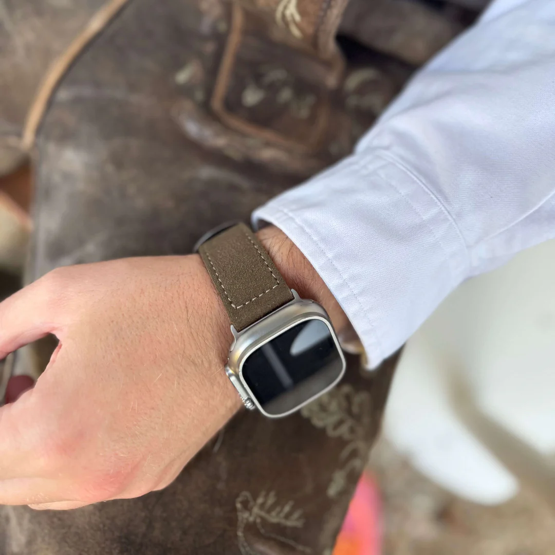 Olivebraun 24mm Apple Watch Ultra Lederhosen Armband – aus altsämisch gegerbtem Hirschleder - Image 8