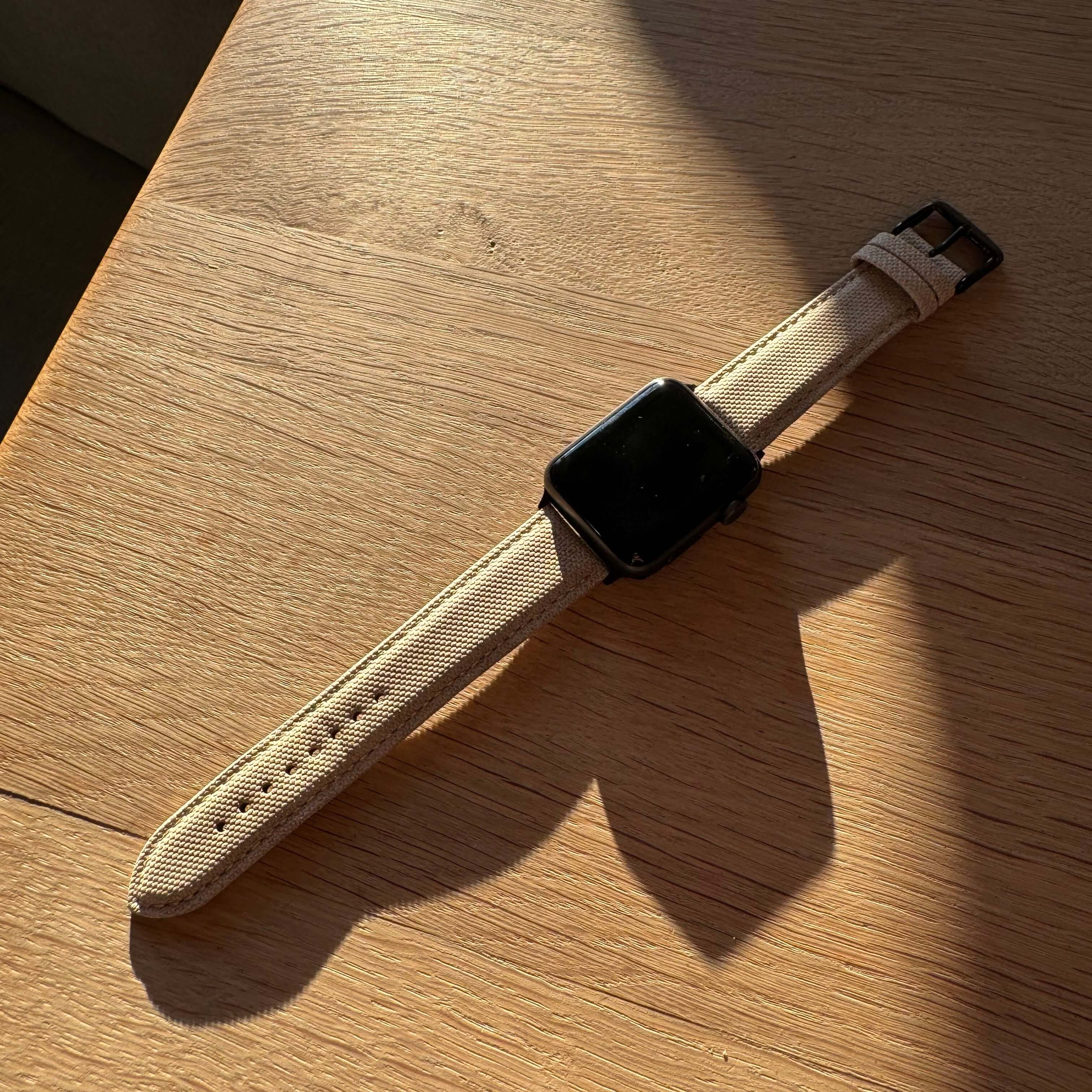 Beige Canvas Apple Watch Band Baumwolle - Image 4