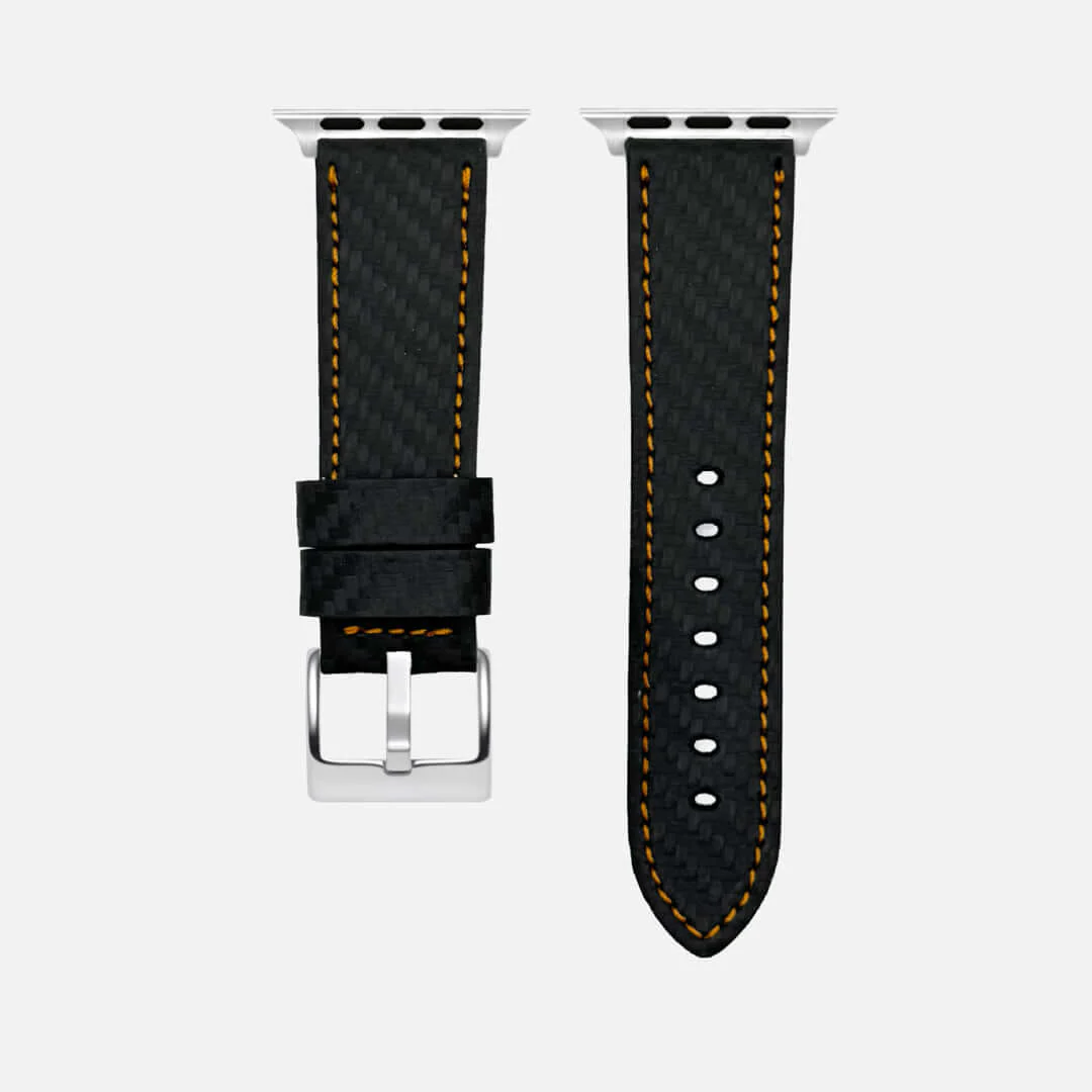 Bergwerk Carbon Orange – Apple Watch Band mit hochwertiger LederCarbon-Struktur - Image 9