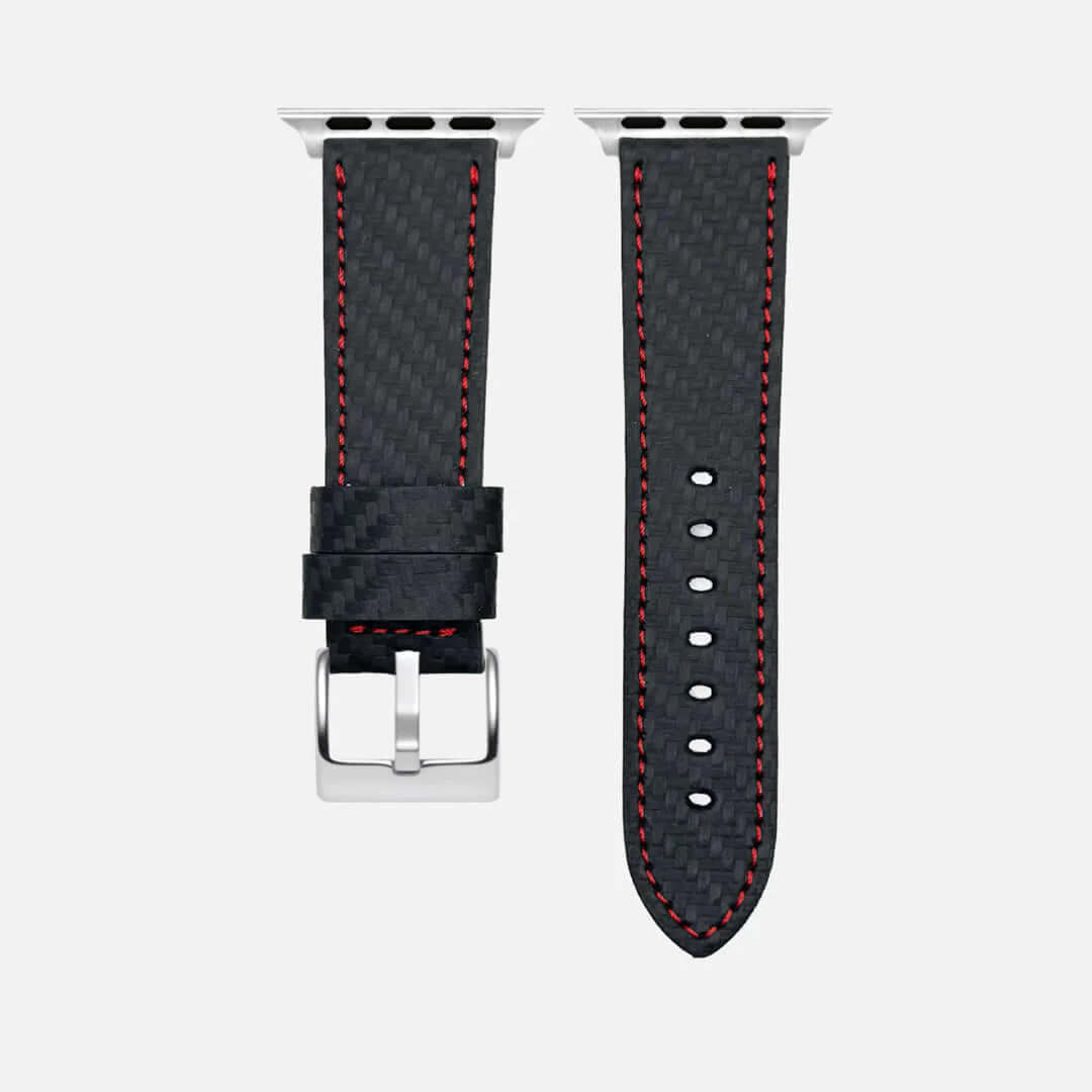 Bergwerk Carbon Rot – Apple Watch Band mit hochwertiger LederCarbon-Struktur - Image 7