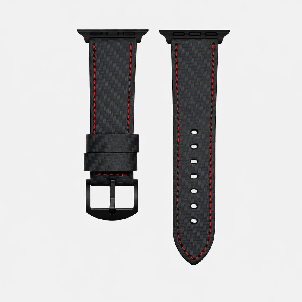 Bergwerk Carbon Rot – Apple Watch Band mit hochwertiger LederCarbon-Struktur - Image 8