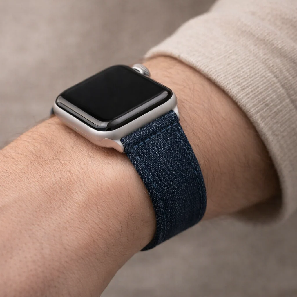 Dunkelblaues Apple Watch Armband Denim – Handgefertigt in Deutschland - Image 2
