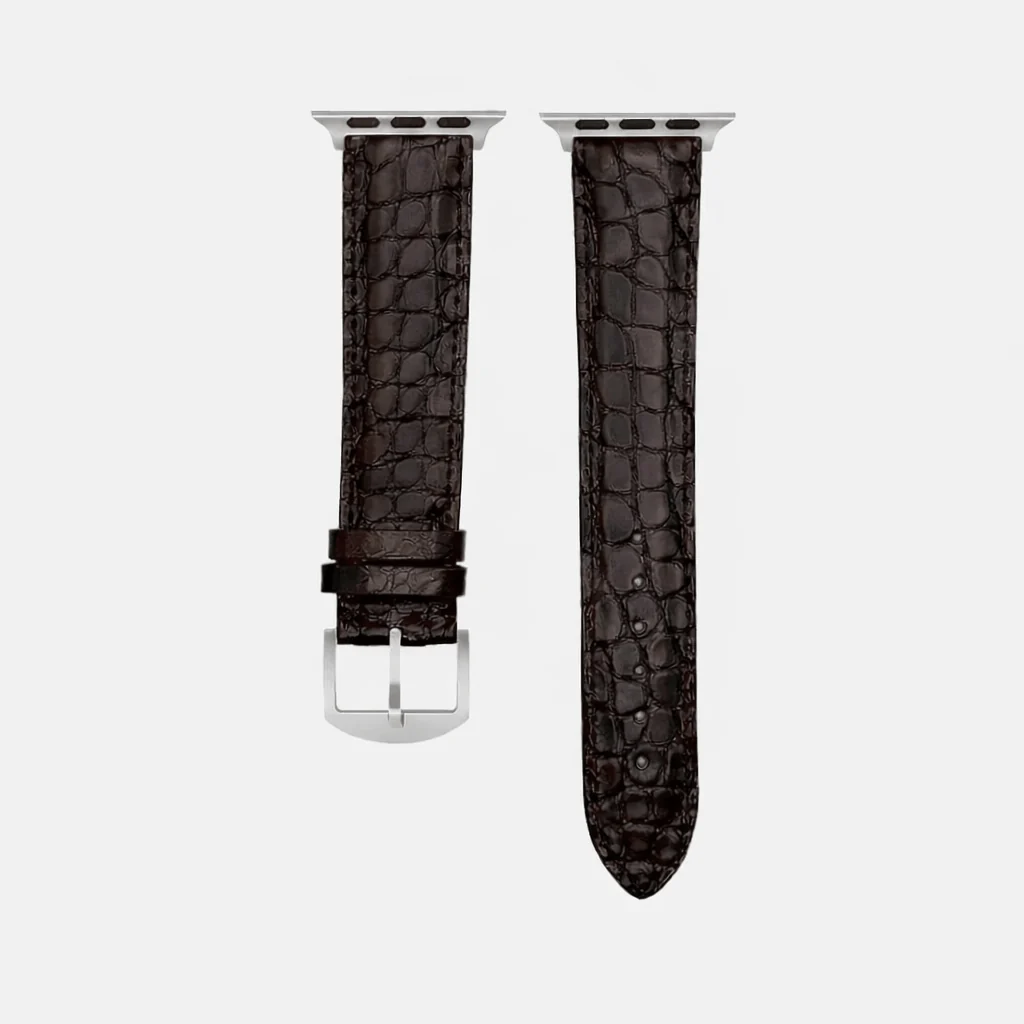 Dunkelbraunes Apple Watch Armband Echt Alligator