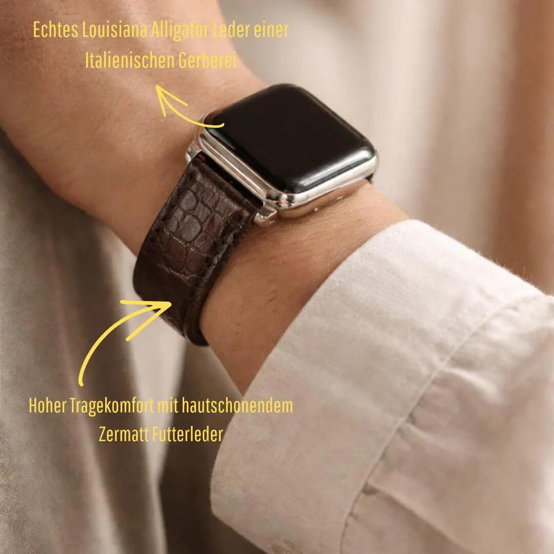 Dunkelbraunes Apple Watch Armband Echt Alligator - Image 2