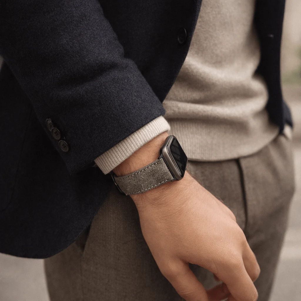 Graues Canvas Apple Watch Band Baumwolle - Image 2