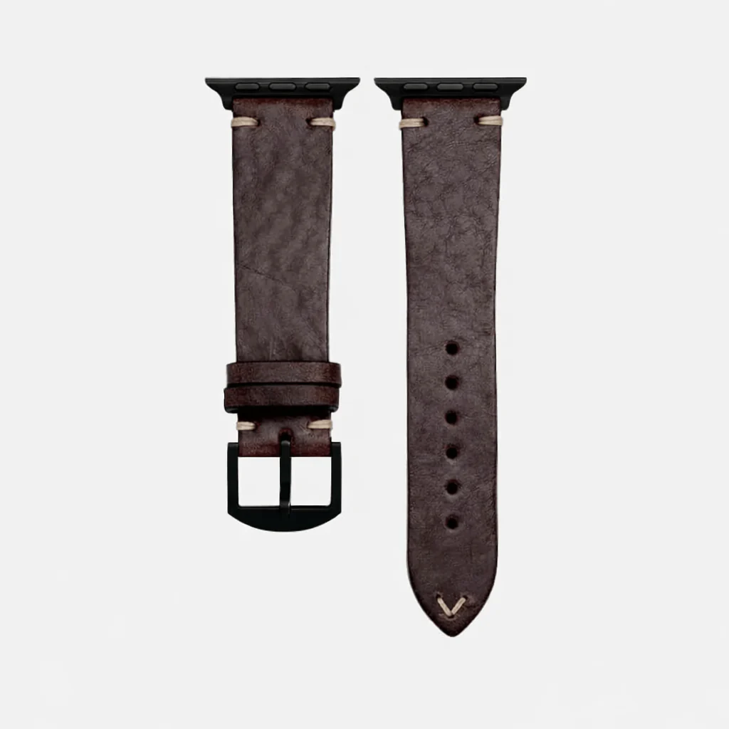 Hunter Apple Watch Armband Leder Dunkelbraun - Image 10