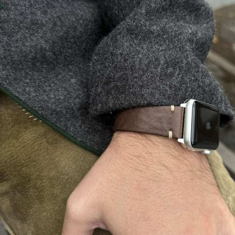 Hunter Apple Watch Armband Leder Dunkelbraun - Image 4