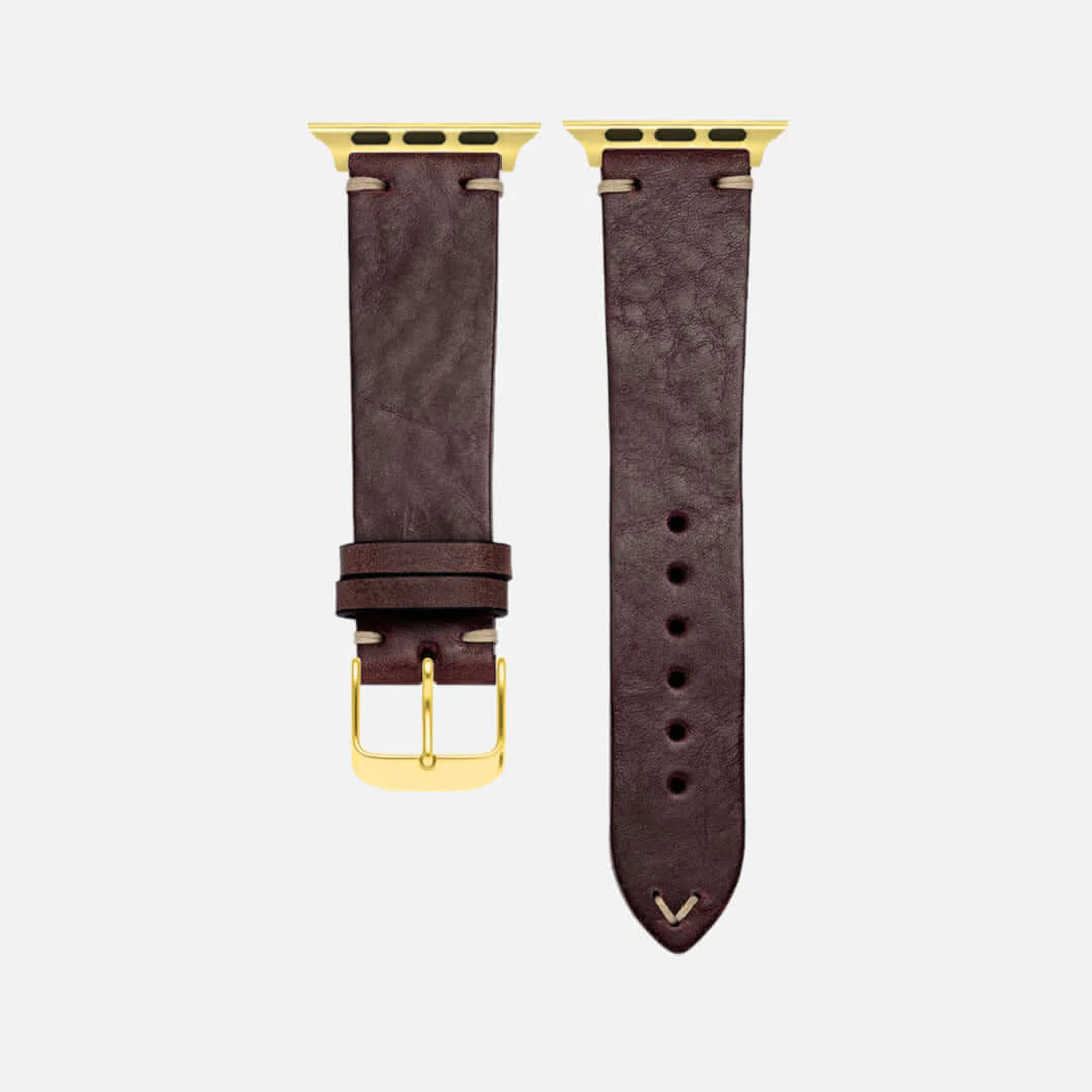 Hunter Apple Watch Armband Leder Dunkelbraun - Image 9