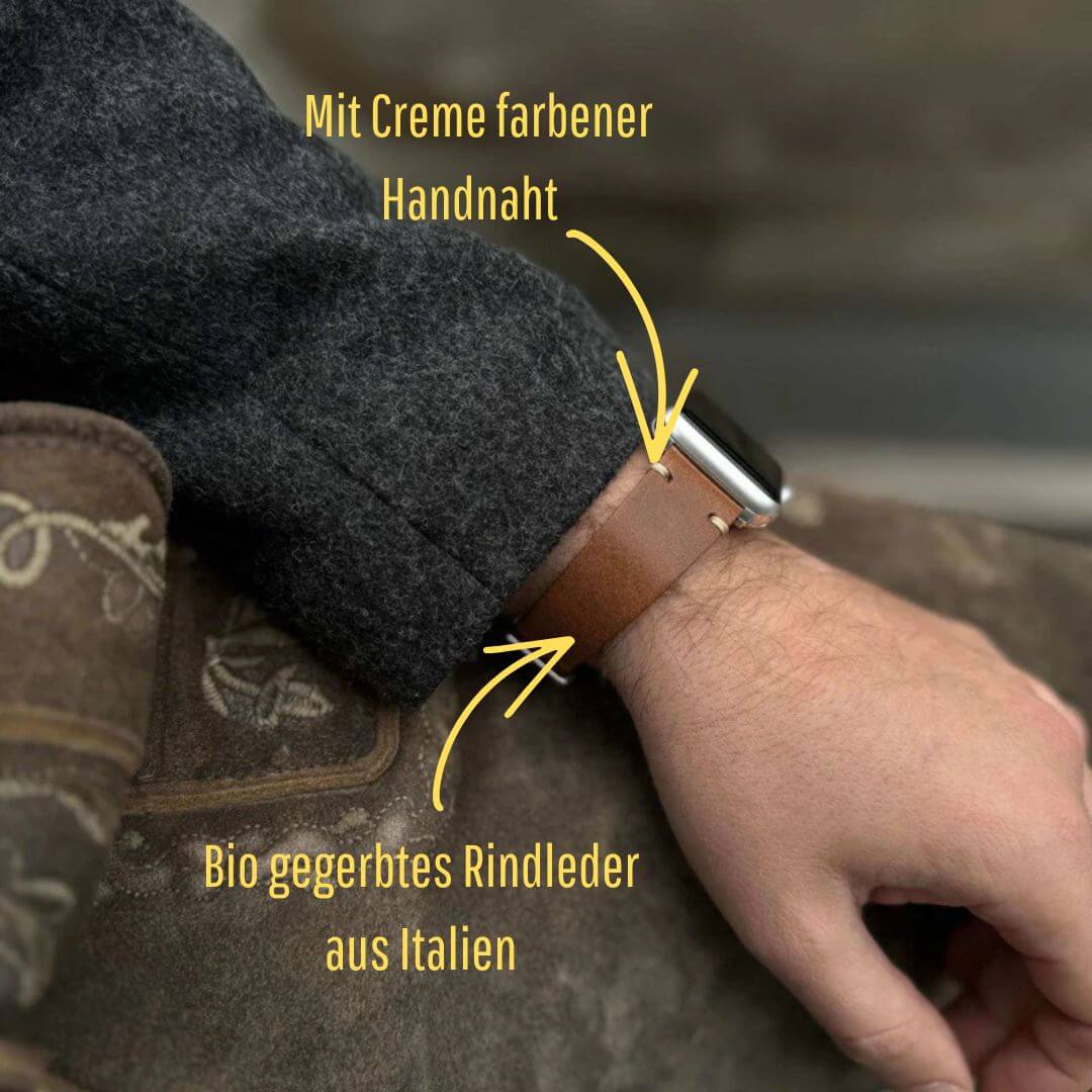 Hunter Apple Watch Armband Leder Hellbraun - Image 2