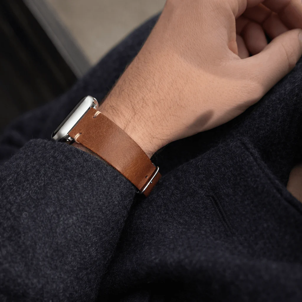 Hunter Apple Watch Armband Leder Hellbraun - Image 3