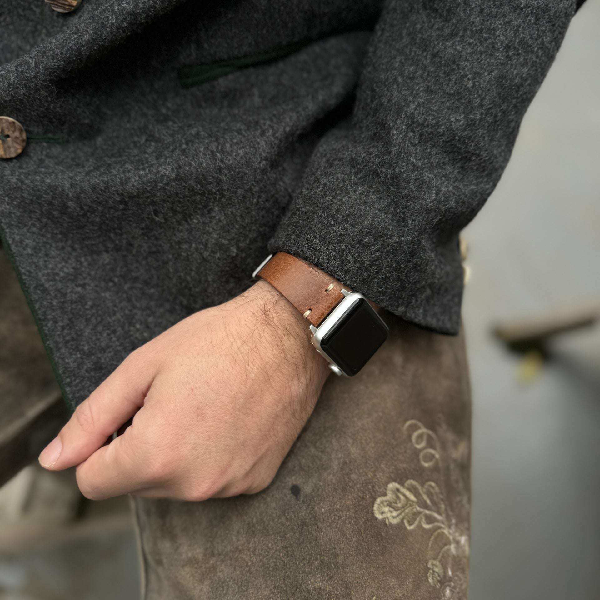 Hunter Apple Watch Armband Leder Hellbraun - Image 7