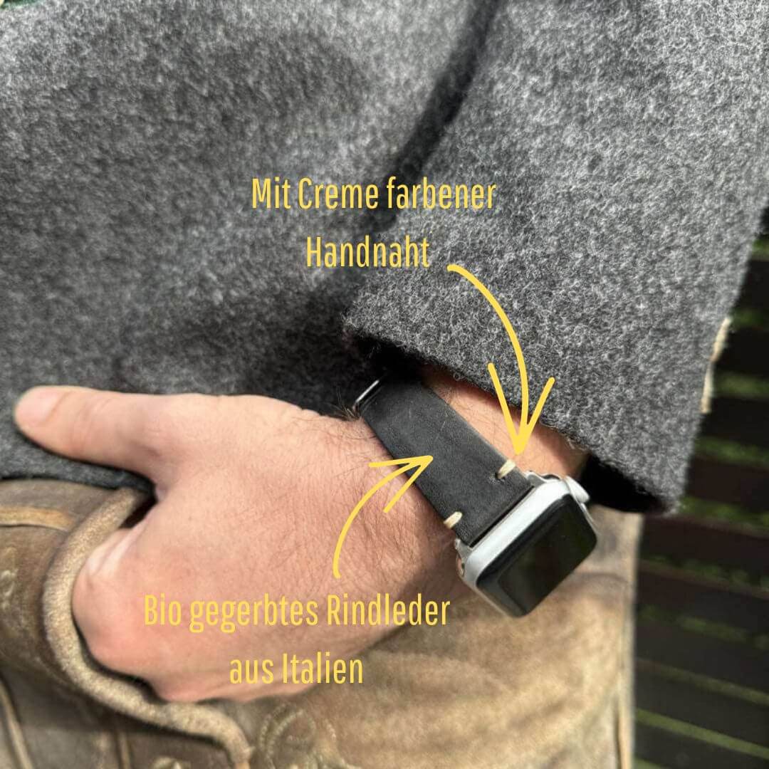 Hunter Apple Watch Armband Leder Schwarz - Image 2