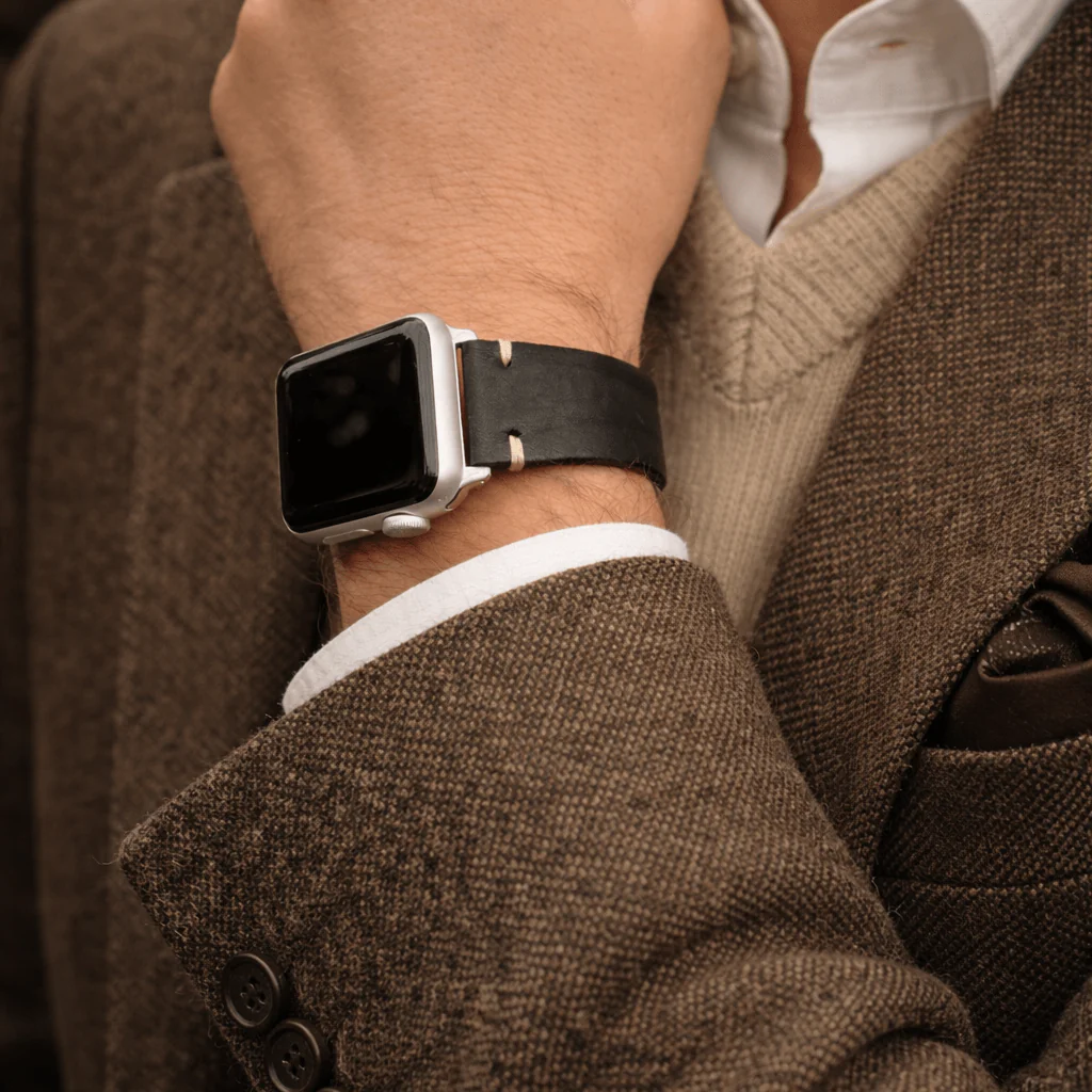Hunter Apple Watch Armband Leder Schwarz - Image 5