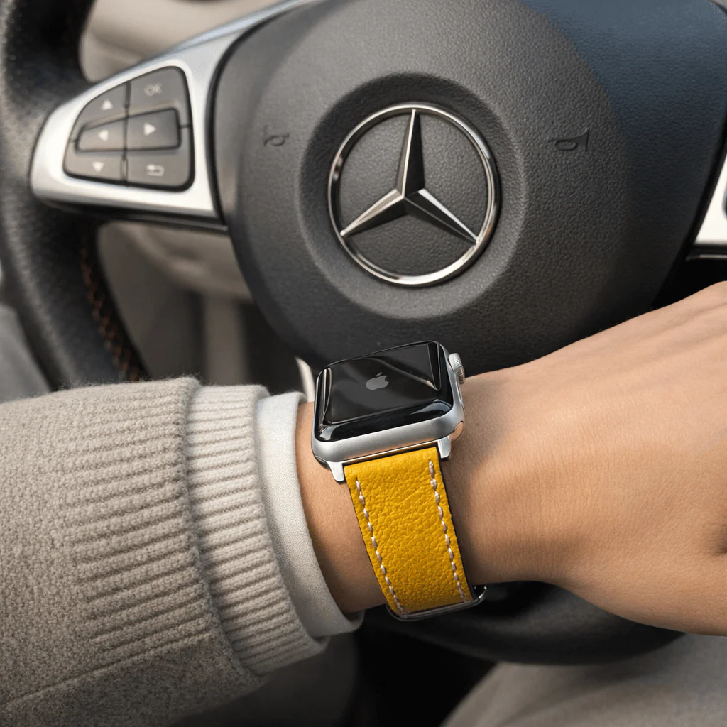 Luxuriöses Apple Watch Lederarmband Damen Cupertino Gelb - Image 5