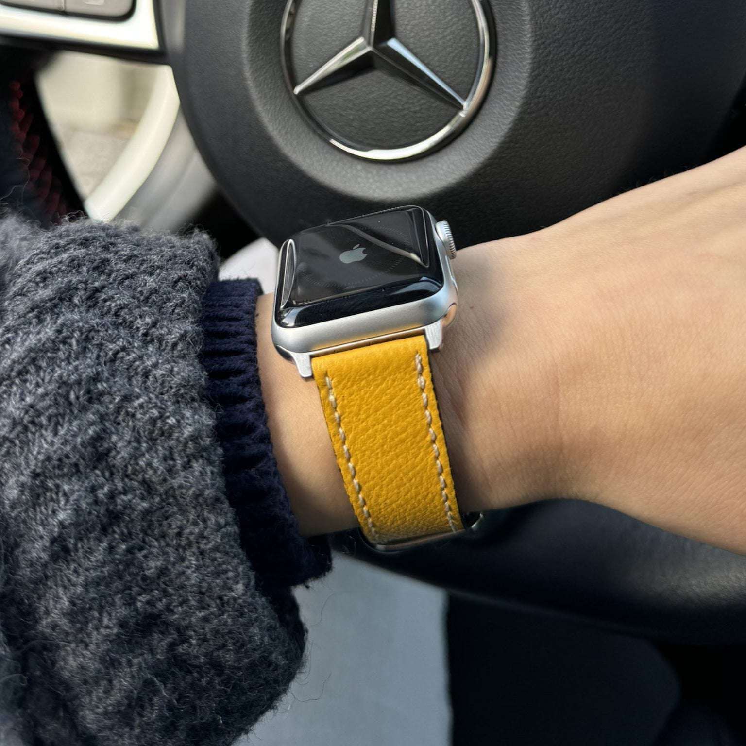 Luxuriöses Apple Watch Lederarmband Damen Cupertino Gelb - Image 7