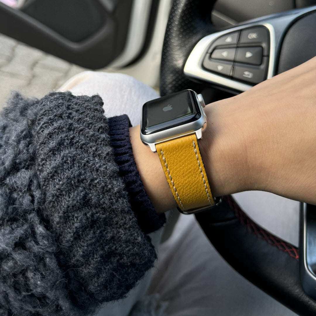 Luxuriöses Apple Watch Lederarmband Damen Cupertino Gelb - Image 9