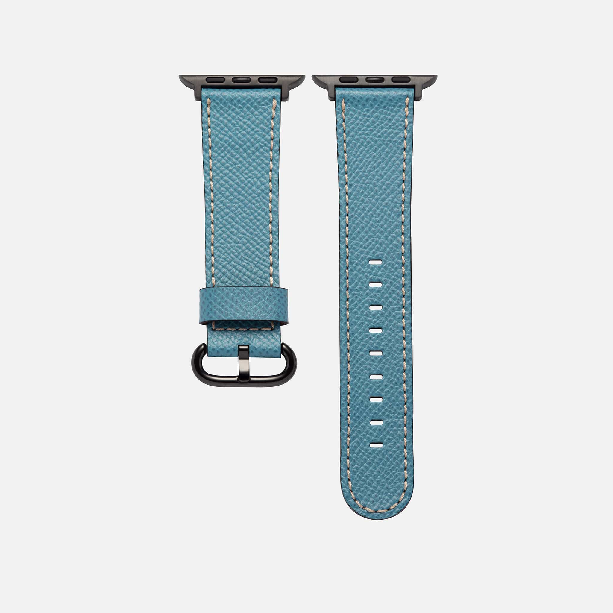 Luxuriöses Apple Watch Lederarmband Damen Cupertino Hellblau