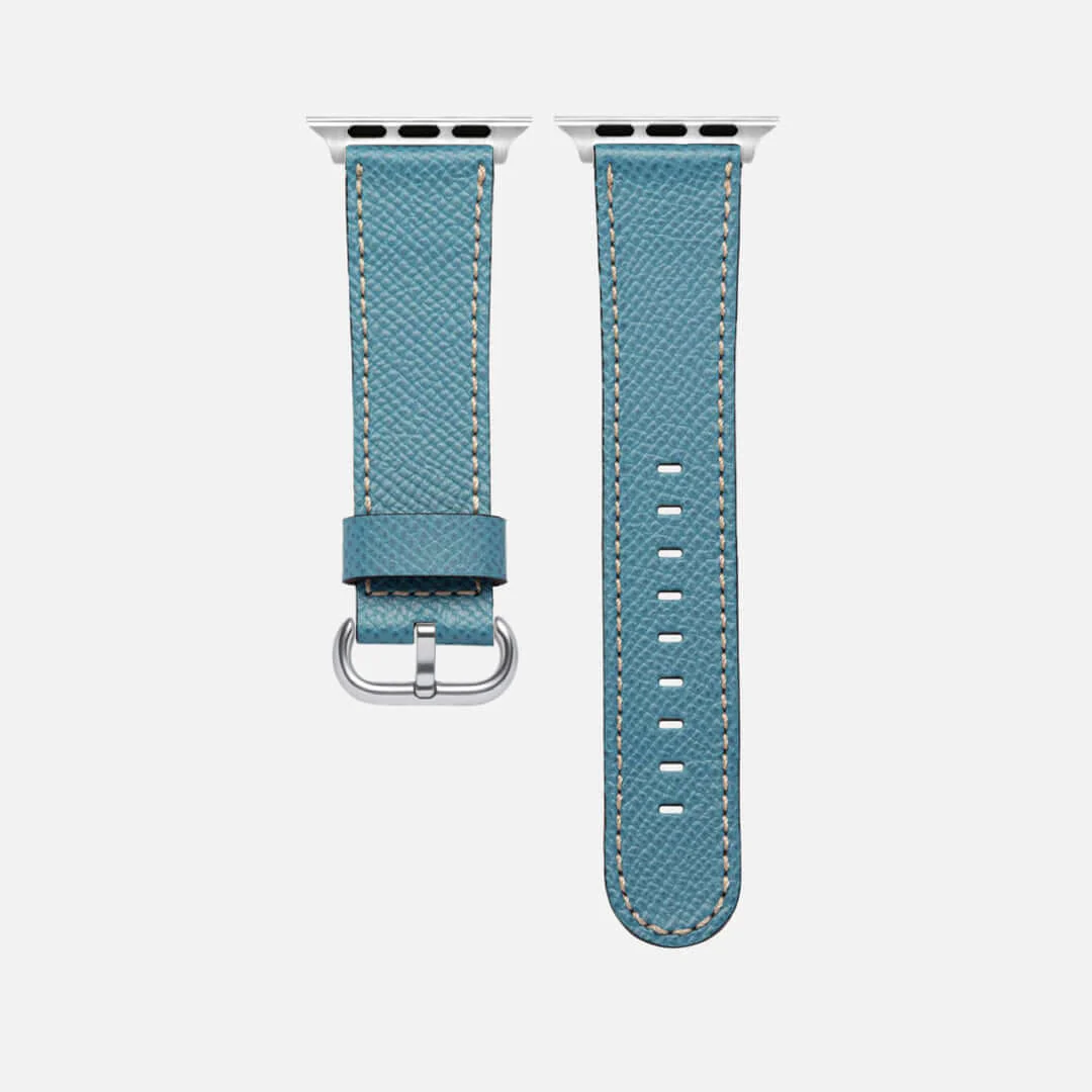 Luxuriöses Apple Watch Lederarmband Damen Cupertino Hellblau - Image 12