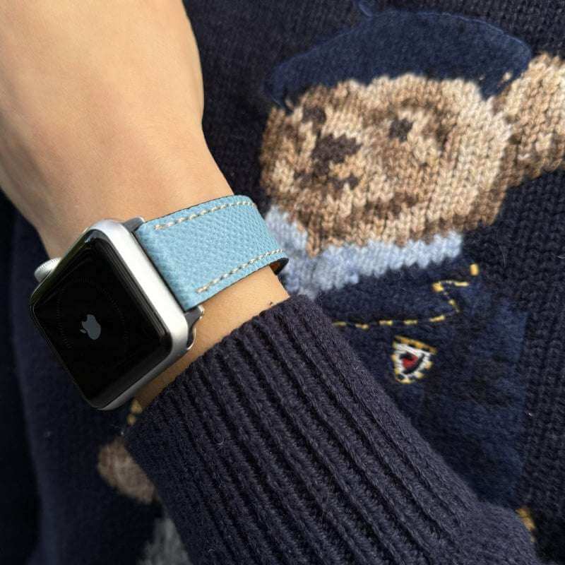 Luxuriöses Apple Watch Lederarmband Damen Cupertino Hellblau - Image 7