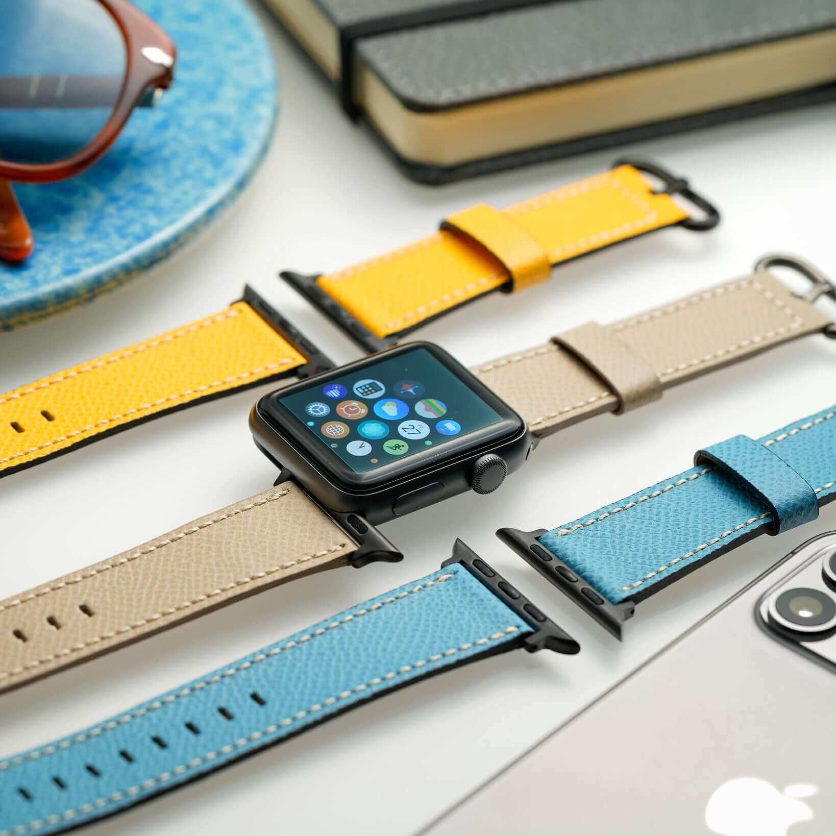 Luxuriöses Apple Watch Lederarmband Damen Cupertino Gelb - Image 11