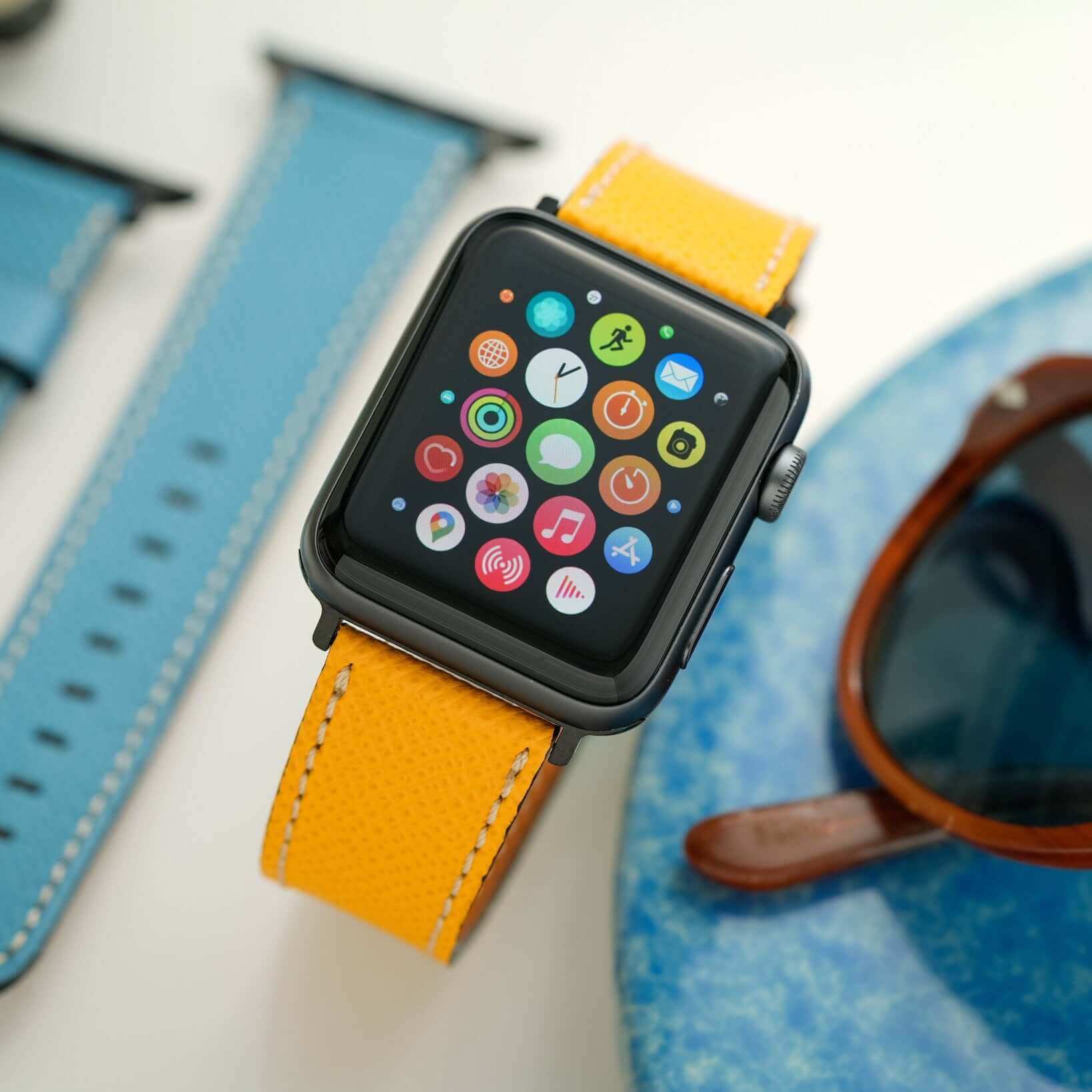 Luxuriöses Apple Watch Lederarmband Damen Cupertino Gelb - Image 10