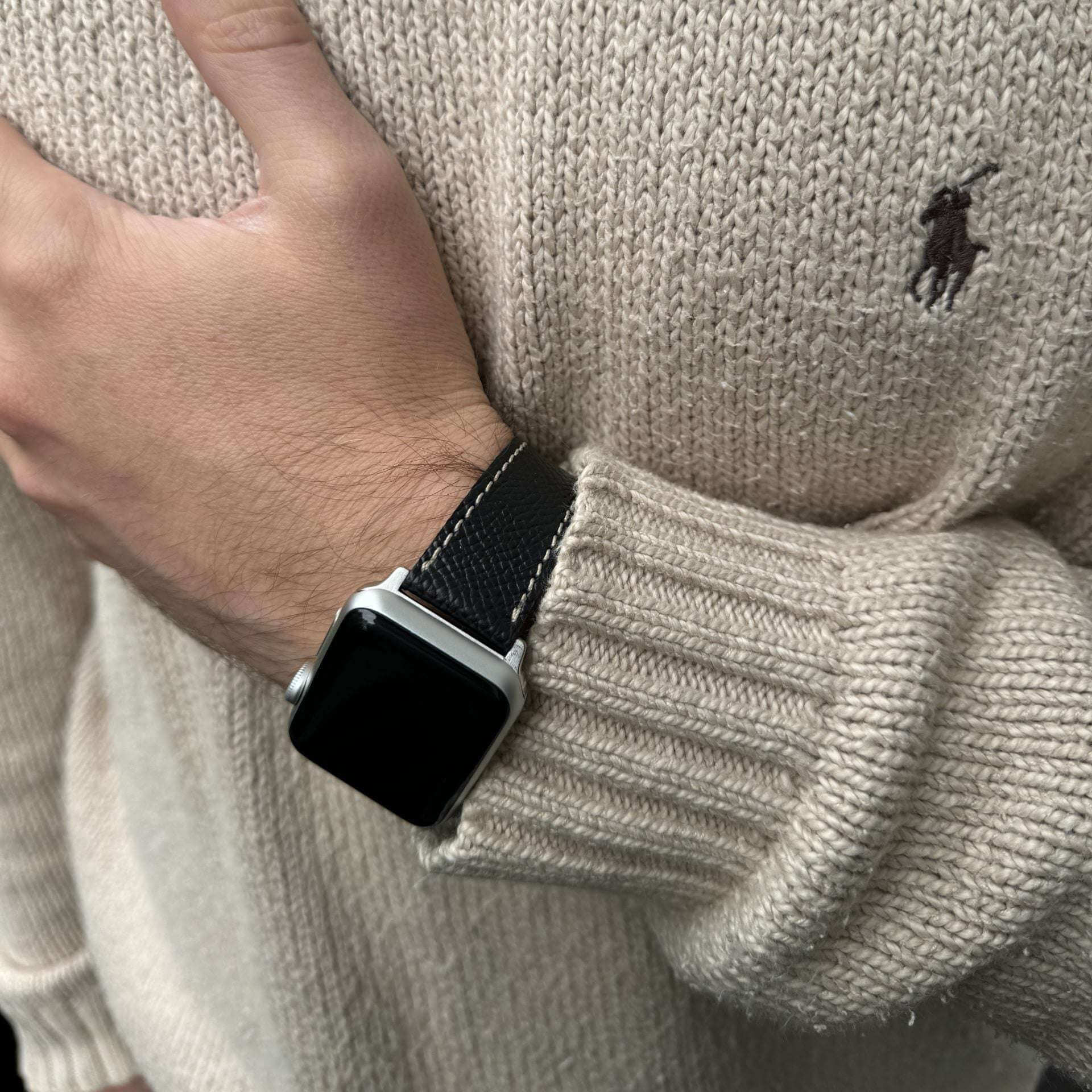 Luxuriöses Apple Watch Lederarmband Damen Cupertino Schwarz - Image 6
