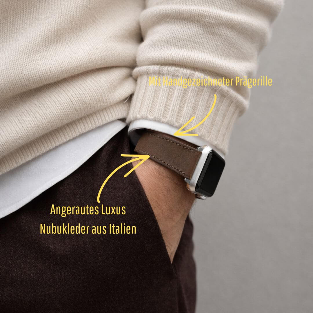 Mountain Apple Watch Lederarmband – Dunkelbraun - Image 2