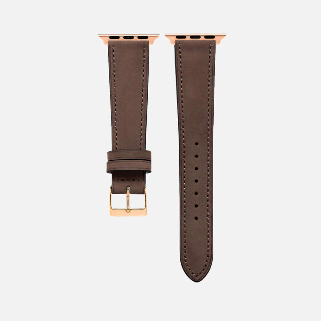 Mountain Apple Watch Lederarmband – Dunkelbraun - Image 7