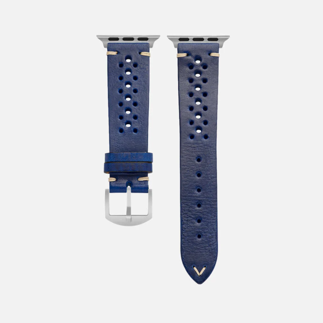 Rallye Lederband für Apple Watch – Blau