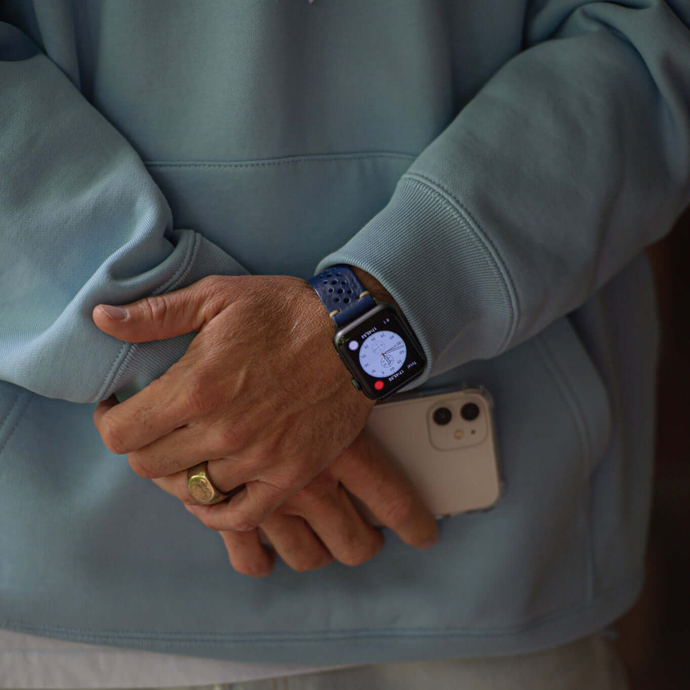 Rallye Lederband für Apple Watch – Blau - Image 3