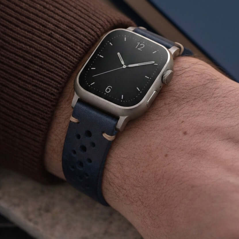 Rallye Lederband für Apple Watch – Blau - Image 4